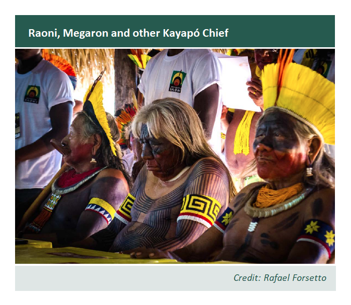 Raoni, Megaron and other Kayapó Chief 