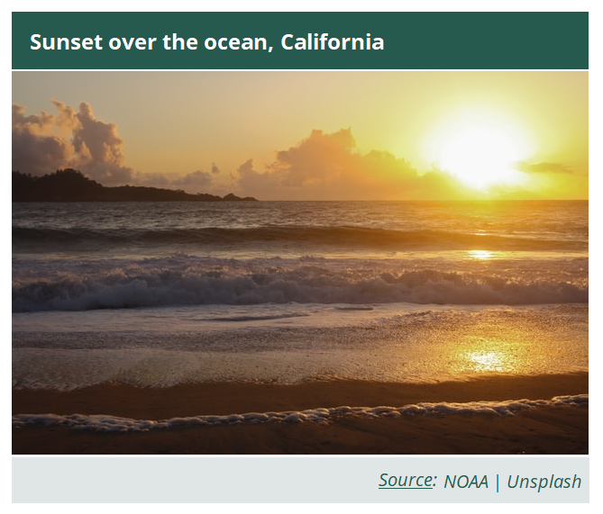 Sunset over the ocean, California - NOAA | Unsplash